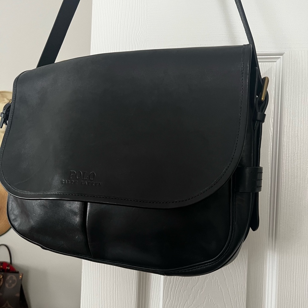Polo by Ralph Lauren Dark Leather Messenger Bag